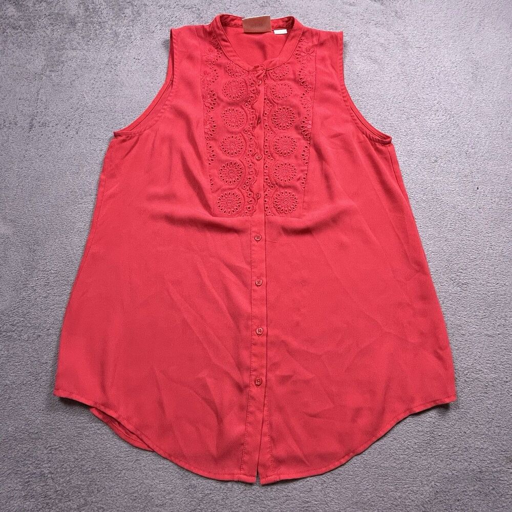 Maeve Anthropologie Sleeveless Top Womens 6 Red Embroidered Eyelet